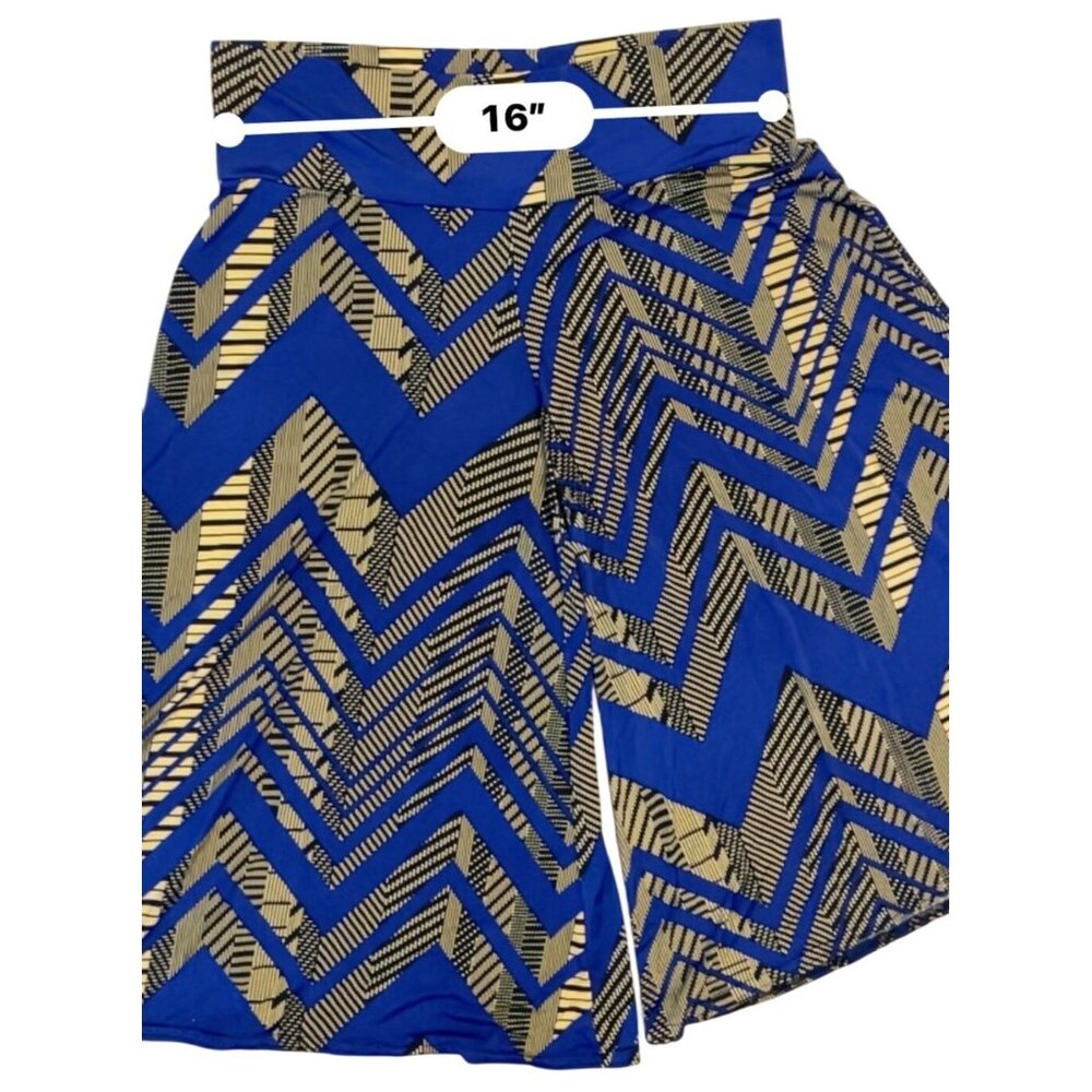 ASSA Navy &‎ Black Chevron Palazzo Pants - Wide Leg Stretch Knit Trousers - Picture 8 of 9